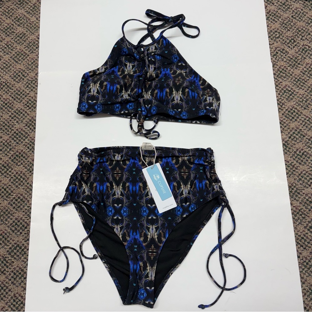 Cupshe High Neck High Waist 2 Piece Swimsuit Sz M NWT